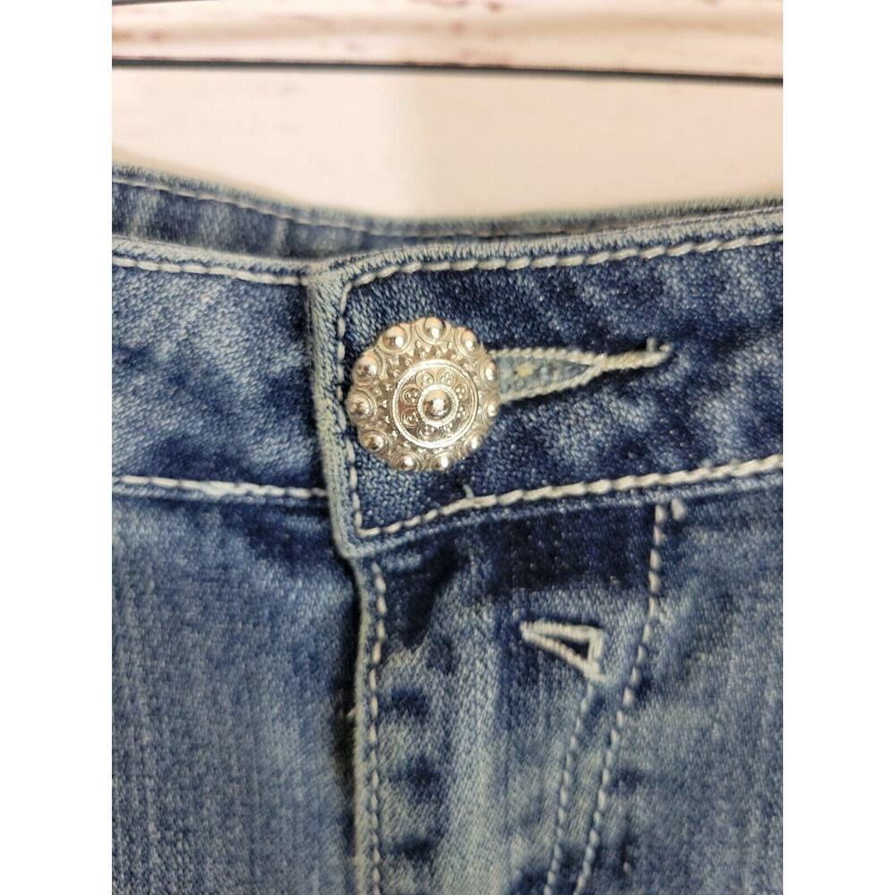 It's All About You Blue Embroidered Straight Denim Mini Skirt Women's Size‎ 10 - Picture 3 of 9